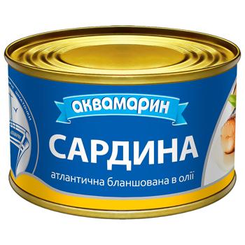 Сардини Аквамарин бланшовані в олії 230г - купити, ціни на МегаМаркет - фото 1