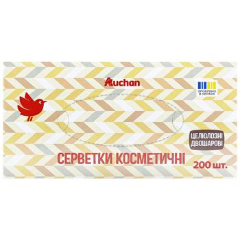 Салфетки Auchan косметические целлюлозные двухслойные 200шт - купить, цены на Auchan - фото 3