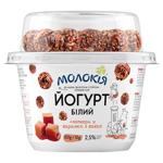 Йогурт Молокія белый + попкорн в карамели с какао 2,5% 162г