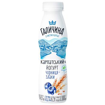 Йогурт Галичина Карпатский Черника-злаки 2,2% 300г - купить, цены на Auchan - фото 1