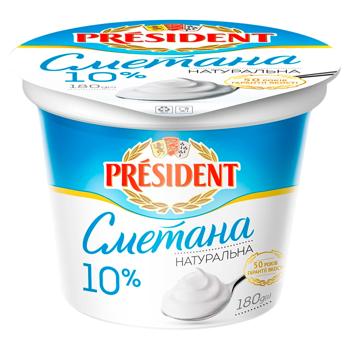 President Sour Cream 10% 180g - buy, prices for MegaMarket - photo 1