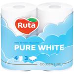 Туалетний папір Ruta Pure White 3-шаровий білий 4шт