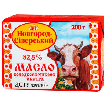 Масло Новгород-Северский Селянское сладкосливочное 82,5% 200г - купить, цены на NOVUS - фото 1