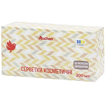 Салфетки Auchan косметические целлюлозные двухслойные 200шт - купить, цены на Auchan - фото 2