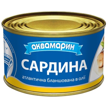 Сардини Аквамарин бланшовані в олії 230г - купити, ціни на МегаМаркет - фото 2