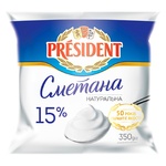 Сметана President 15% 350г