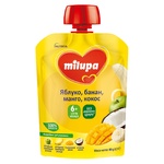 Пюре Milupa Яблоко, банан и манго с кокосовым молоком для детей с 6 месяцев 80г